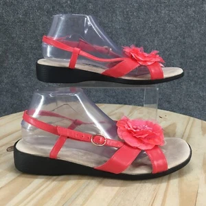 ComfortView Sandals Womens 10.5 Pink Hawaiian Hibiscus Flower Slingback Casual - Picture 1 of 14