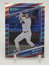 2021 Donruss Red And White Stripe Holo Kris Bryant Card #161 Serial 0382/2021