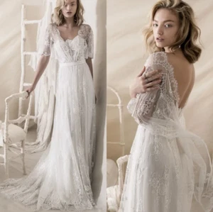 Bohemian Brautkleider mit Wickel weich A Linie trägerlos Brautkleider Lihi Hod - Bild 1 von 10