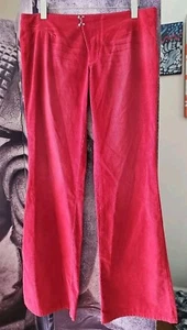 DIESEL Women's Size 32 Red Cotton Corduroy Wide Leg Flare Pant Pants - Picture 1 of 12