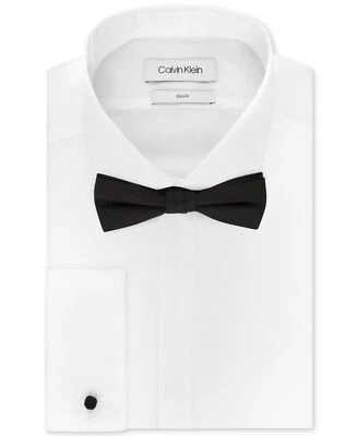 $125 Camisa de vestir Calvin Klein para hombre ajustada blanca puño francés botón 15 32/33 Foto 1 de 4