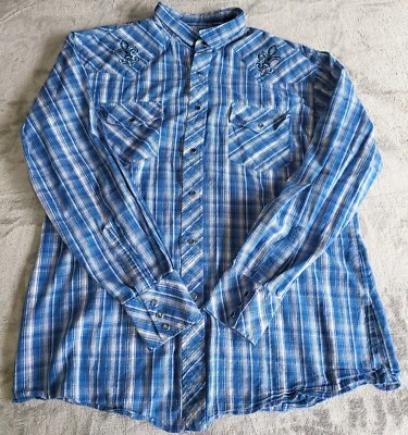 Dragonfly Clothing Company Men's XL Long Sleeve Pearl Snaps Metallic Threading! - Image 1 of 4