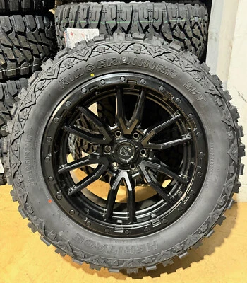 20x9 Fuel D679 Rebel Black Wheels 33" MT Tires 6x5.5 Ford Bronco  - Image 1 of 4