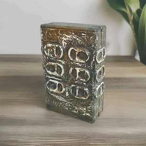 Kleine Skulptur Deko Objekt Quader Kunst modern Steampunk schwarz silber Rost - Bild 1 von 4