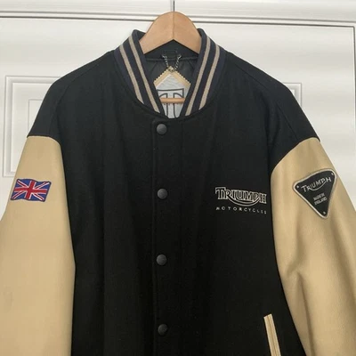 Chaqueta de moto vintage años 90 Triumph Varsity para hombre talla XL Foto 1 de 4