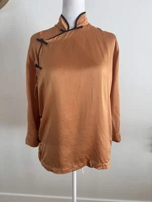 Top pijama Olivia Von Halle de seda manga larga con botones talla XS Foto 1 de 4