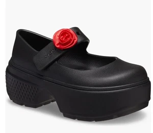 Crocs Unisex Stomp Rosette Mary Jane Plateau-Clog Schuhe schwarz Damengröße 10 NEU - Bild 1 von 12