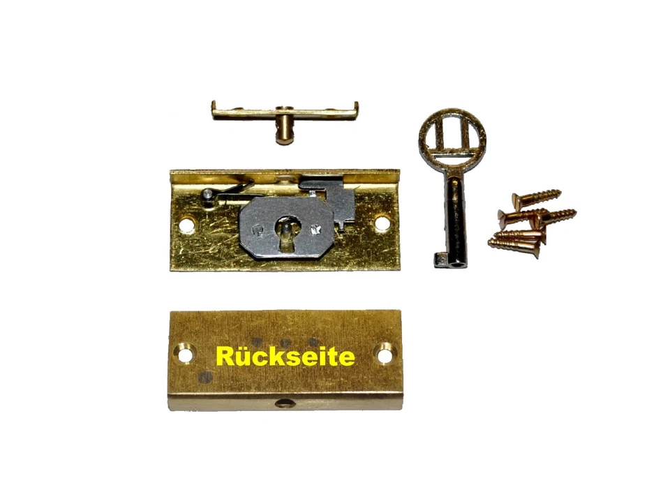 Schatullenschloss Messing  16 x 44 mm Dornmaß 10 mm - Nr. 923501 - Bild 1 von 1