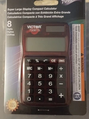 Victor 700BTS 8-Digit Pocket Calculator Burgendy New In Package  - Image 1 of 2