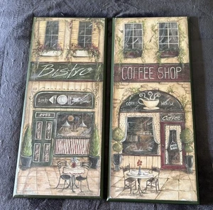 Quadri da appendere arte da parete caffetteria bistrot insegne 21x9” set 2 decorazioni - Foto 1 di 13
