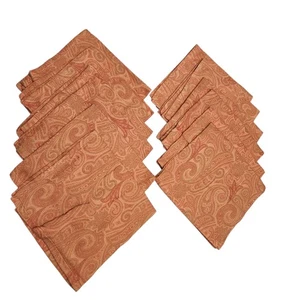 Xochi Cloth Napkins Set of 12 Orange Paisley Cotton Table Decor Dining Jacquard - Picture 1 of 7
