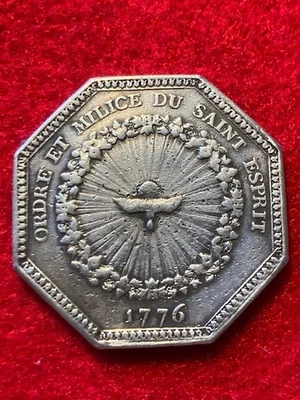 Jeton argent Louis XVI ordre du Saint-Esprit 1776 inédit jeton comme buste RARE - Photo 1/4