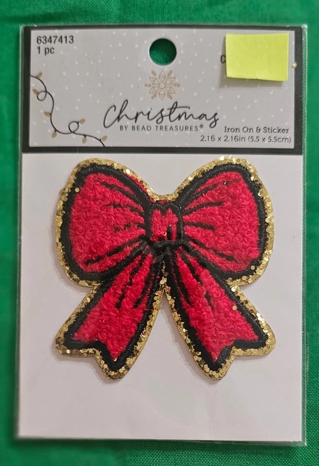 15 pacotes de adesivos de ferro/adesivo Christmas by Bead Treasures arco vermelho com acabamento dourado - Imagem 1 de 1