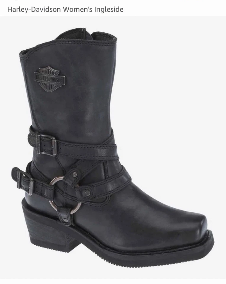 Botas de moto Harley-Davidson Ingleside de cuero para mujer D87092 talla 8M Foto 1 de 4