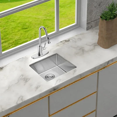 23 inch Undermount Deep Single Bowl 16 Gauge Stainless Steel Black - Image 1 of 4