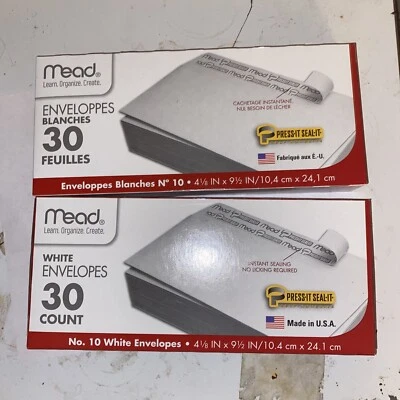 Legal Mailing Envelope Mead Press Seal No Lick Business Shipping 2 Boxes Of 30 - Image 1 of 3