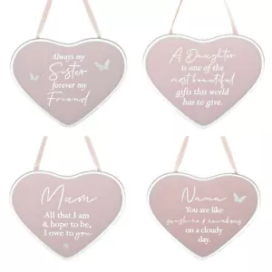 Reflections Pink Glass Heart Hanging Plaque - Choose Design - Picture 1 of 5