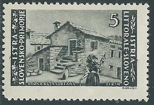 1946 OCCUP. JUGOSLAVA LITORALE SLOVENO EMISSIONE BILINGUE 5 LIRE MNH ** - P21-4 - Picture 1 of 1
