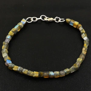 Untreated 45 Cts Natural 7" Long Labradorite Beads Woman Bracelet JK 23E278 - Picture 1 of 2