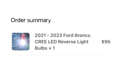 2021 - 2023 Ford Bronco CREE LED Reverse Light Bulbs × 1 - Image 1 of 2