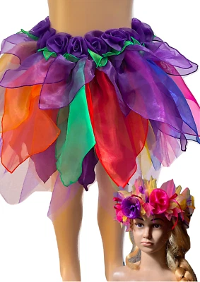 Girls Fairy Dress Costume Unicorn Skirt Purple Rainbow Plus Free Headpiece - Изображение 1 из 4
