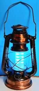 12" LED Tin Copper Finish Metal Hurricane Portable Indoors Outdoors Lamp