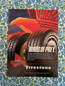 Vintage 1987 Firestone Firehawk Tires Print Ad Birds Of Prey - Picture 1 of 7