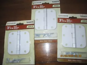 3 Gatehouse 3-1/2" White Interior Door Hinges - 5/8" radius - Picture 1 of 2