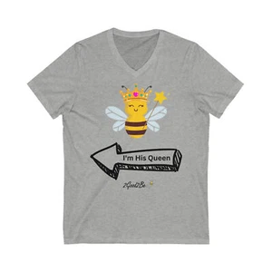 Honeybee Couples Shirt Womens Jersey Short Sleeve V-Neck Tee - Picture 1 of 5