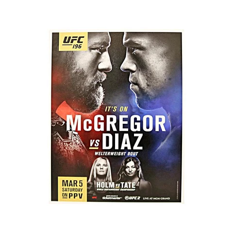 UFC 196: McGregor vs Diaz Replica Event Poster on 18"x26" Stretched Canvas Cover