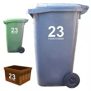 3 x números de contenedor Wheelie número de tu casa y pegatinas de vinilo nombre de carretera/calle - Imagen 1 de 13