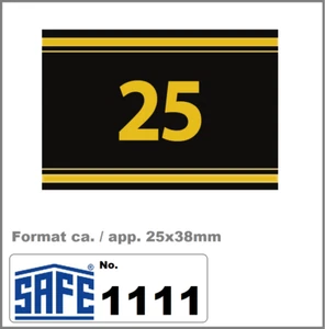 25-Bandzahlen-Ziffern-Signetten-Aufkleber-selbstklebend-SAFE-1111 Mass 25x38mm - Picture 1 of 6