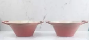 HTF Rare LE CREUSET Cassoulet Serving Bowls-Dual Handles-Rose Quartz-EUC-Set 2 - Picture 1 of 13