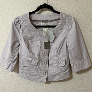 NWT Anthropologie Idra Jacket Women's Size 2 Blush Pink Cropped Cotton 3/4 Slv - Picture 1 of 8