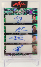 2023 Leaf Vibrance Curry, Giannis, Edwards, Young GREEN QUAD AUTO #4/5 SEALED!!!