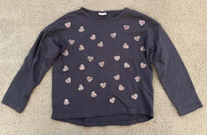 Zara Girls Soft Collection  Cotton Sweater Sequin Hearts - Girls Size 7 - Picture 1 of 3