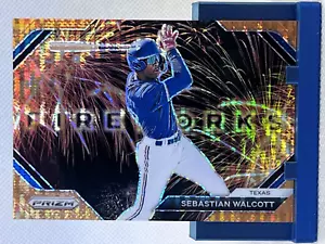 2024 Panini Prizm Orange Pulsar Sebastian Walcott Fireworks #002/399 Rangers #9 - Picture 1 of 2