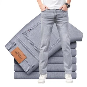 Jeans uomo denim elasticizzato in cotone marca 2024 - vita alta, business casual - Foto 1 di 13