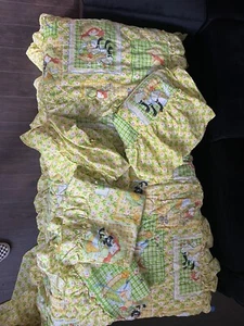 JUEGO COMPLETO de cortinas y valencia edredón manta doble Holly Hobbie vintage - Imagen 1 de 5