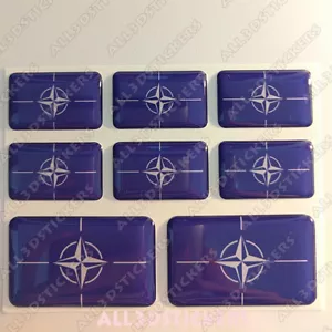 8x 3D Stickers Resin Domed Flag NATO North Atlantic Treaty Organization Adhesive - Bild 1 von 3