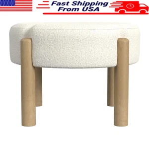 Modern Round Ottoman Footstool Living Room Bedroom Lounge Decor 250lbs Capacity - Picture 1 of 6