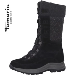 Tamaris Boots Ankle Boot Lace-up Boots Black Leather 86217 - Picture 1 of 3