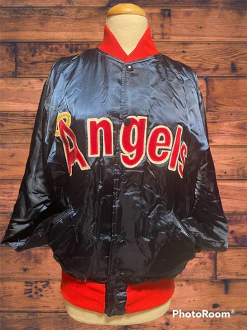 California ANGELS Baseball Blue Satin Jacket Vintage 1980's Felco Small Cover