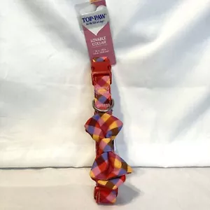 Top Paw Lovable Plaid Bowtie Collar Size Medium Multicolored Valentine Theme - Picture 1 of 10