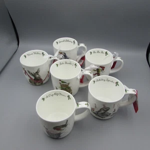 Royal Worcester Wrendale Christmas Large Coffee Mugs - Set of Six N/O - Picture 1 of 13