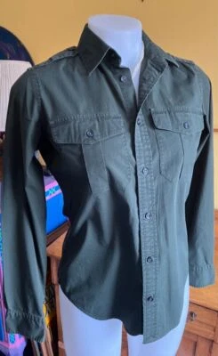 Camisa Para Mujer Ralph Lauren Calce Ajustado Abotonada-Talla 4-Verde Bosque-Algodón B.-USADA EN EXCELENTE ESTADO Foto 1 de 4