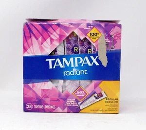 Tampax Radiant Regular Absorbency Plastic Tampons Unscented 28 Ct New Torn Box - Picture 1 of 1