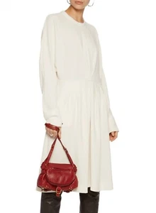 IRO 156909 Women's Pleated Crepe A-Line Dress Long Sleeve Ivory Sz. 38 - Picture 1 of 3