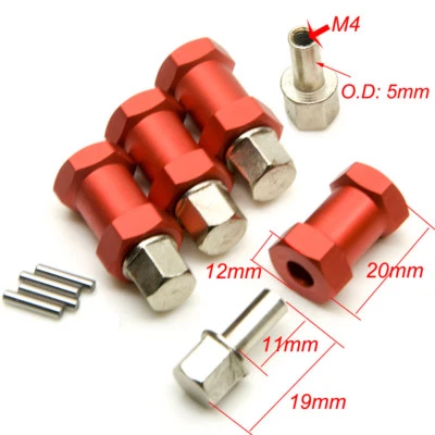 12mm Hex Hub Radnaben mit Sechskant Radmitnehmer 20mm Verbreiterung für SCX10 - Bild 1 von 4