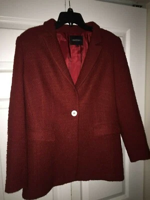 Lafayette 148 Textured Red Virgin Wool Blend Women's Blazer - Size 10 - Image 1 of 4
